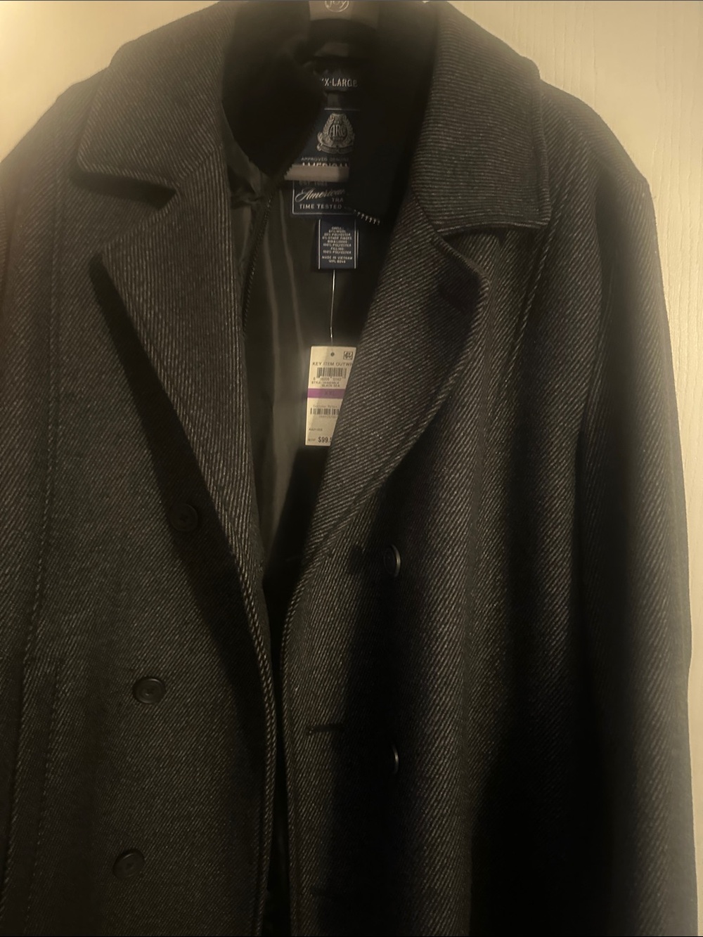 Avenue Men's Double-Breasted Pea Coat - Black